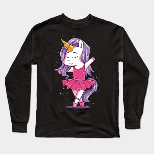 Unicorn Ballerina Kids Girls Gift For Ballet Dancer Long Sleeve T-Shirt